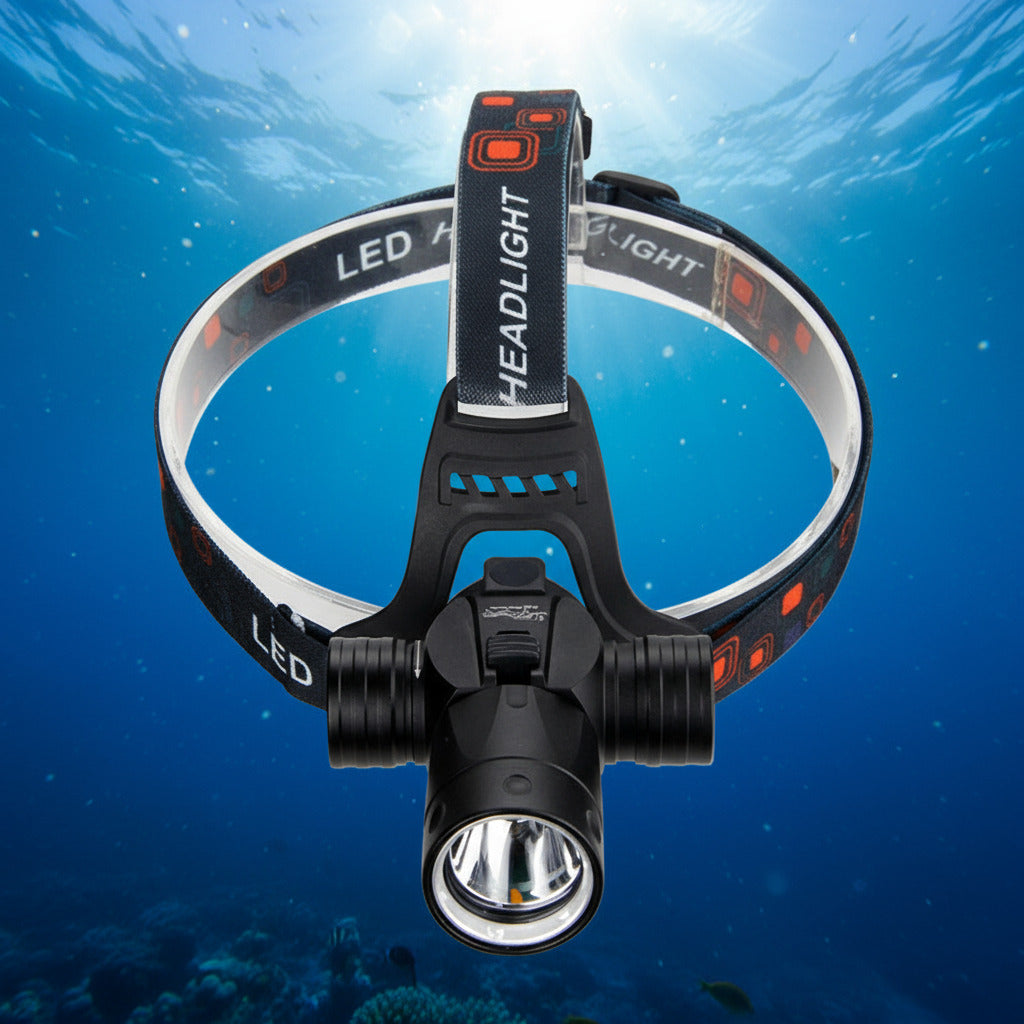 Lampe Frontale de Plongée L2 – 10W, Étanche 80 m