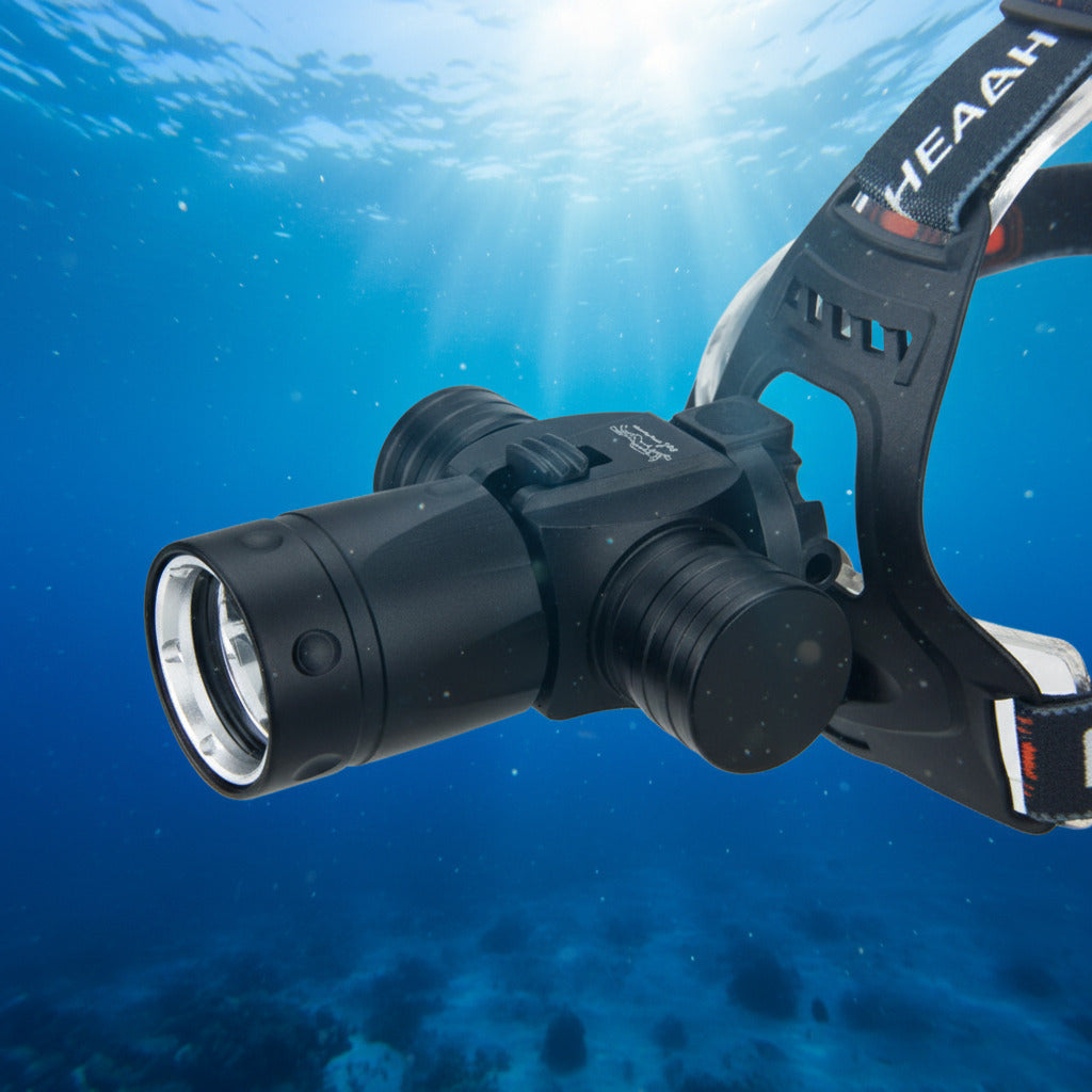 Lampe Frontale de Plongée L2 – 10W, Étanche 80 m