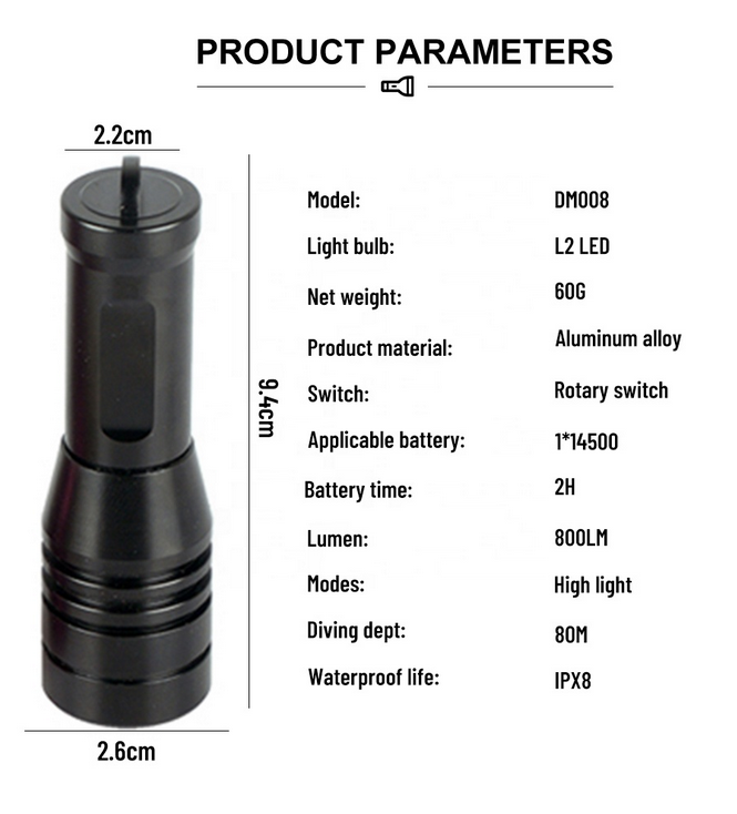 Lampe de plongée sous-marine DM008