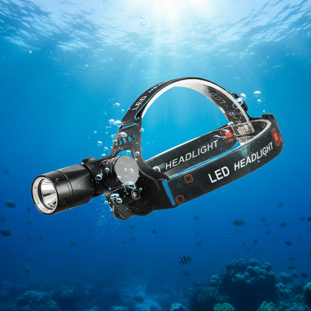 Lampe Frontale de Plongée L2 – 10W, Étanche 80 m