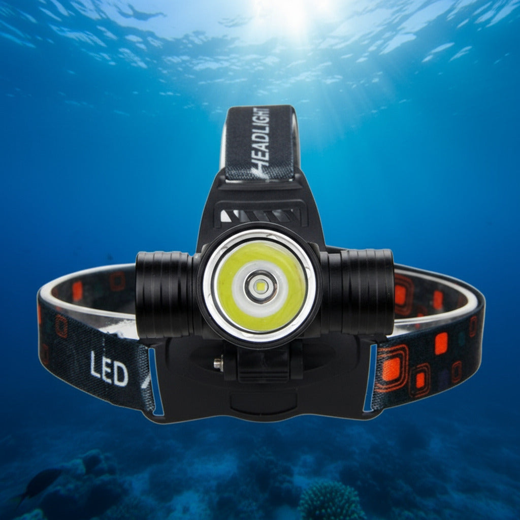 Lampe Frontale de Plongée L2 – 10W, Étanche 80 m